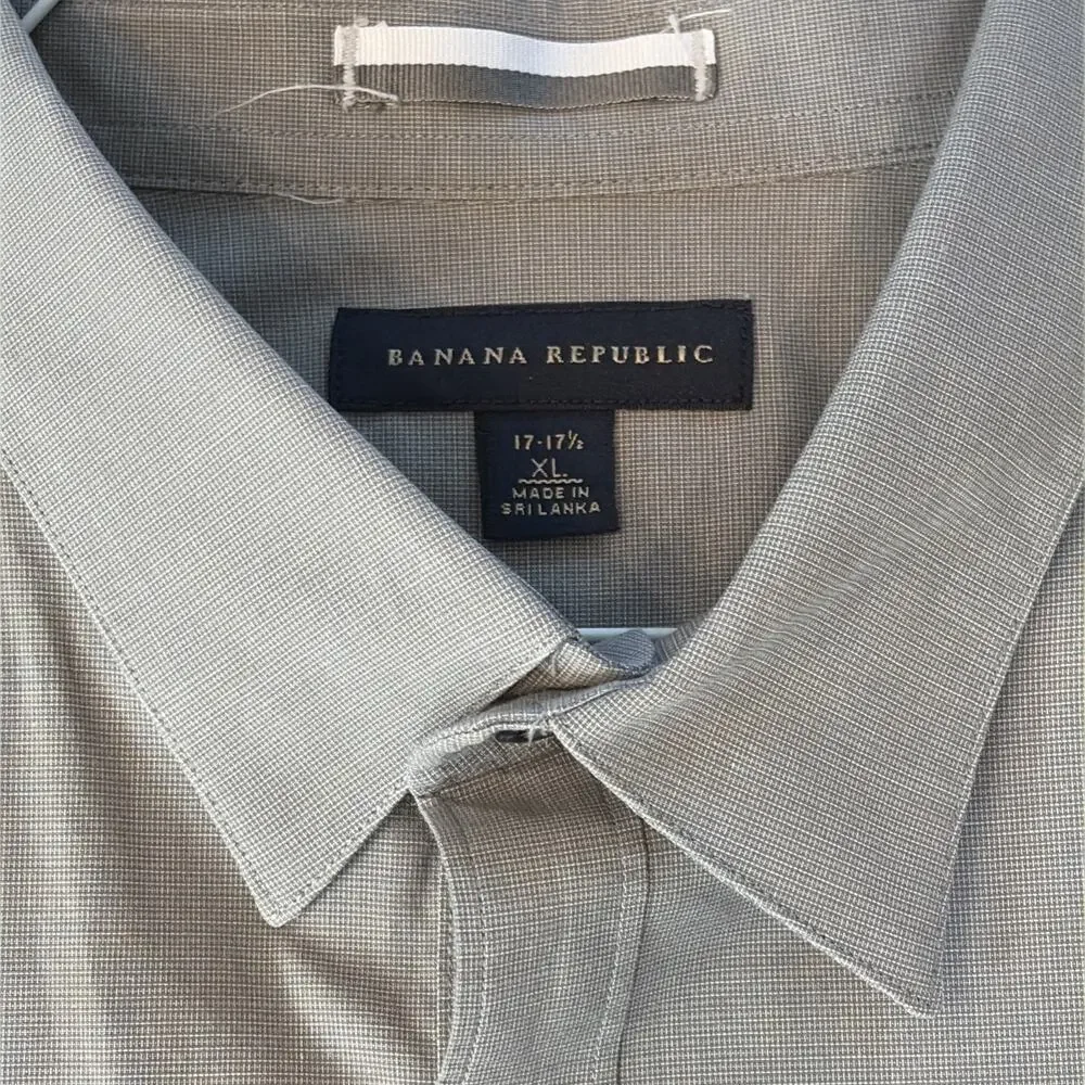 Banana Republic Mens XL Short Sleeve Button Up Utility Shirt Stone Beige Cotton